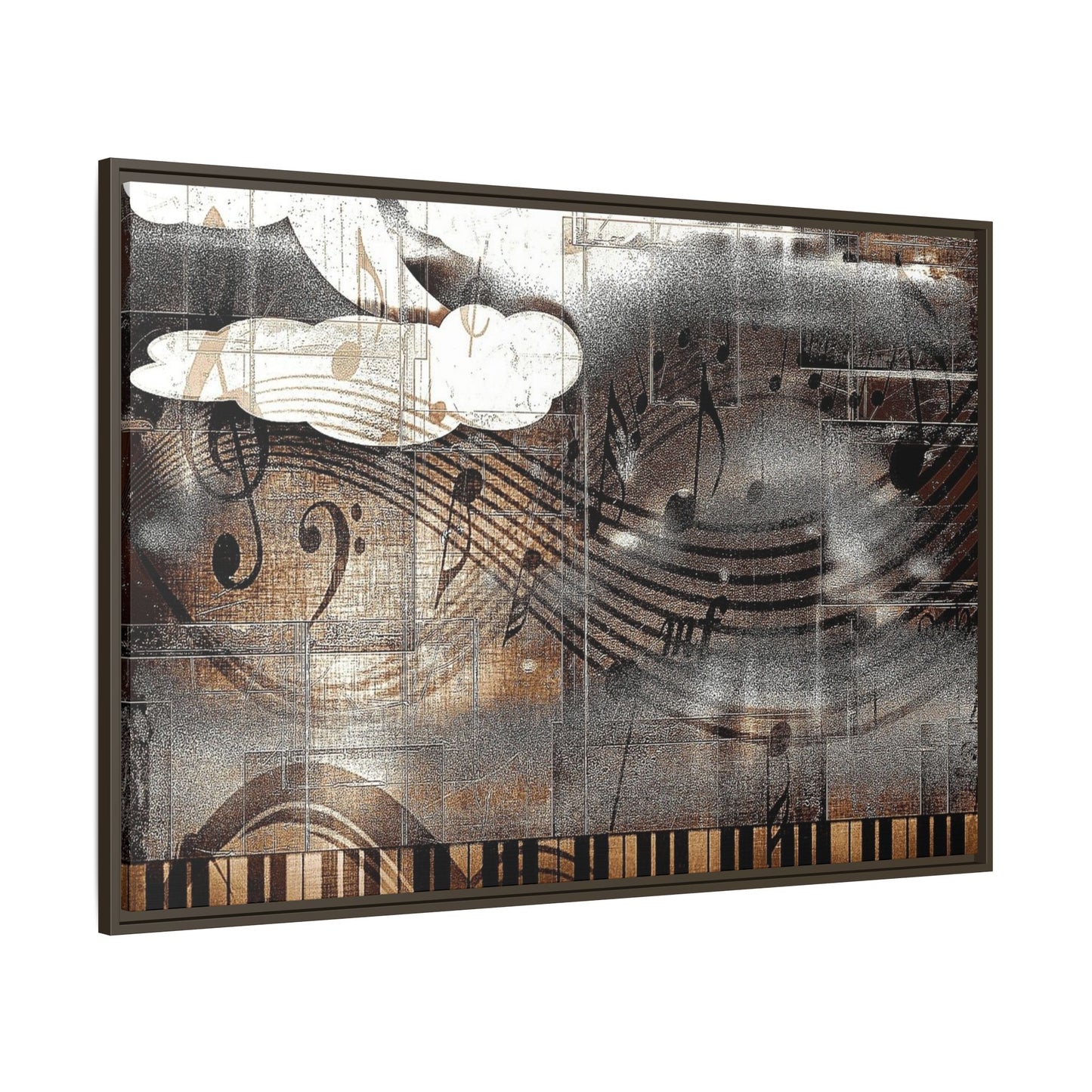 Framed Music Notes Canvas Print — Abstract Vintage Piano & Sheet Music Wall Art