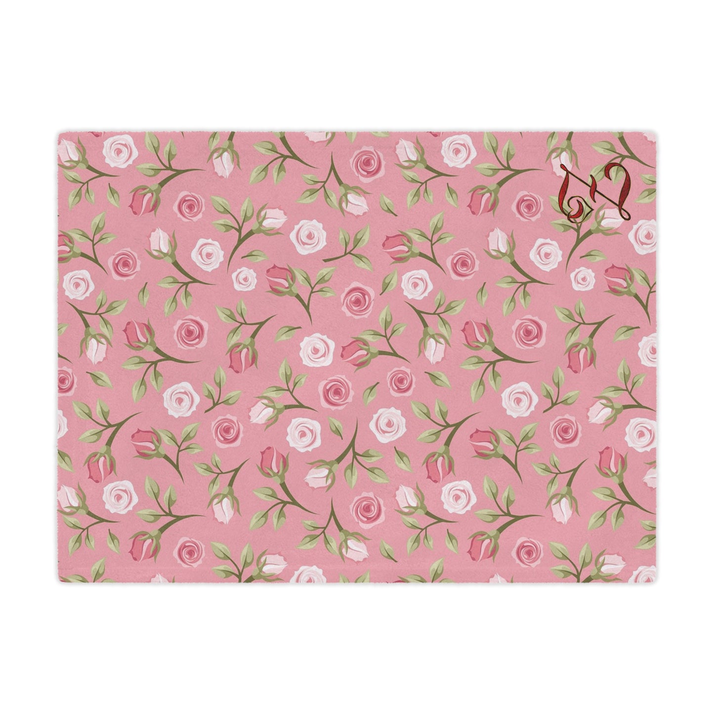 Pink Rose Floral Minky Blanket — Soft Monogrammed "Z" Throw for Nursery, Baby Shower & Gift