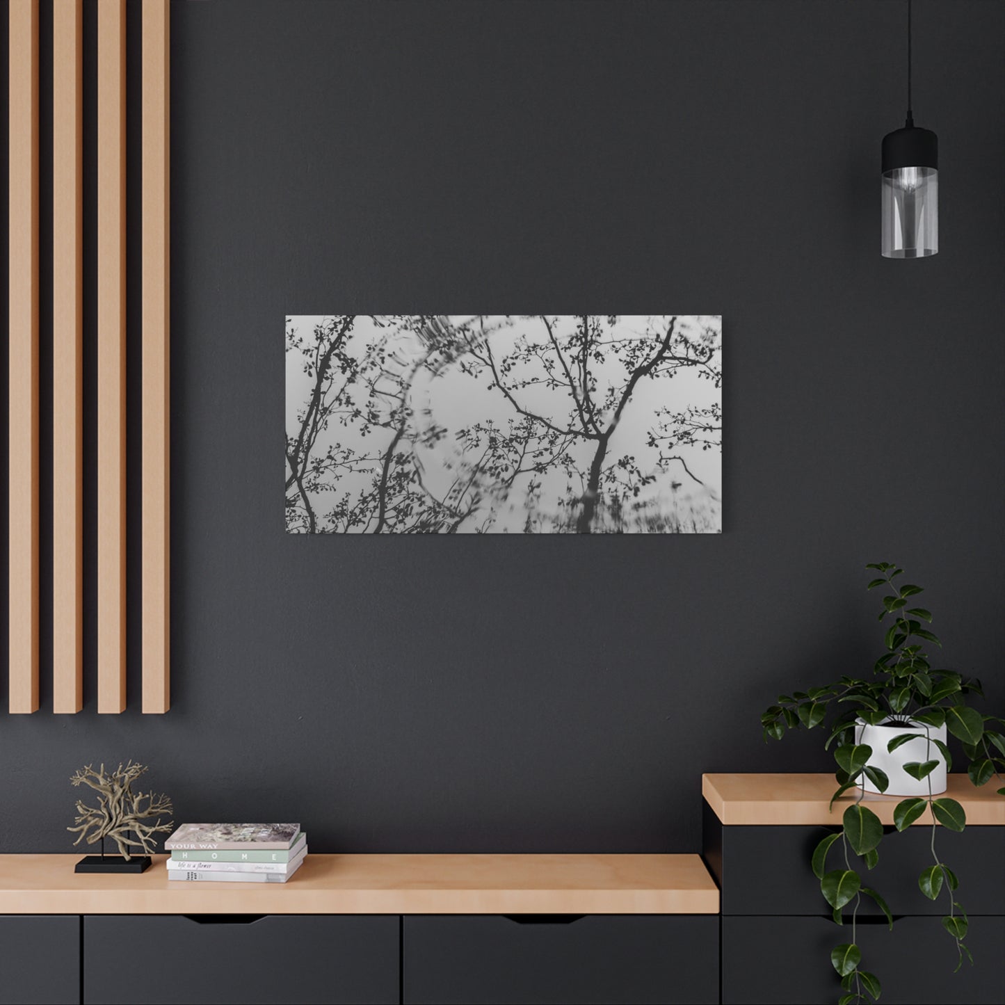 Canvas Wall Art — Monochrome Blurred Ferris Wheel with Tree Silhouettes