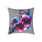 Floral Galaxy Pillow — Vibrant Watercolor Flower Square Pillow