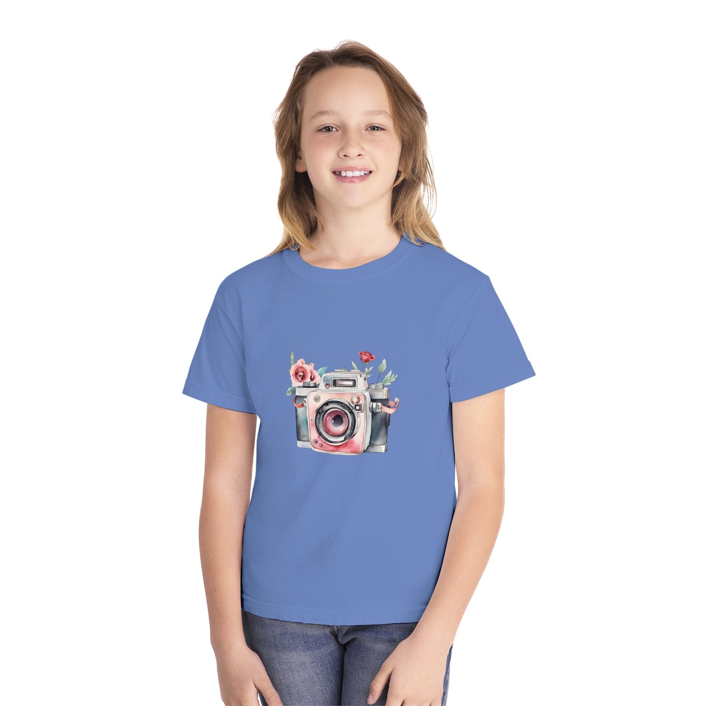 Floral Camera Youth Tee, Cute Teen Shirt