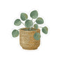Pilea Plant Sticker — Watercolor Potted Greenery Kiss-Cut Sticker