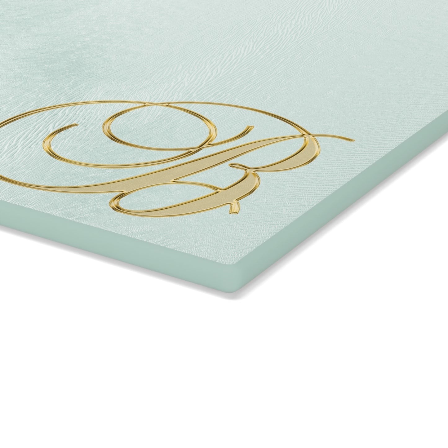 Monogram Glass Cutting Board – Elegant Gold 'B' on Mint or Clear
