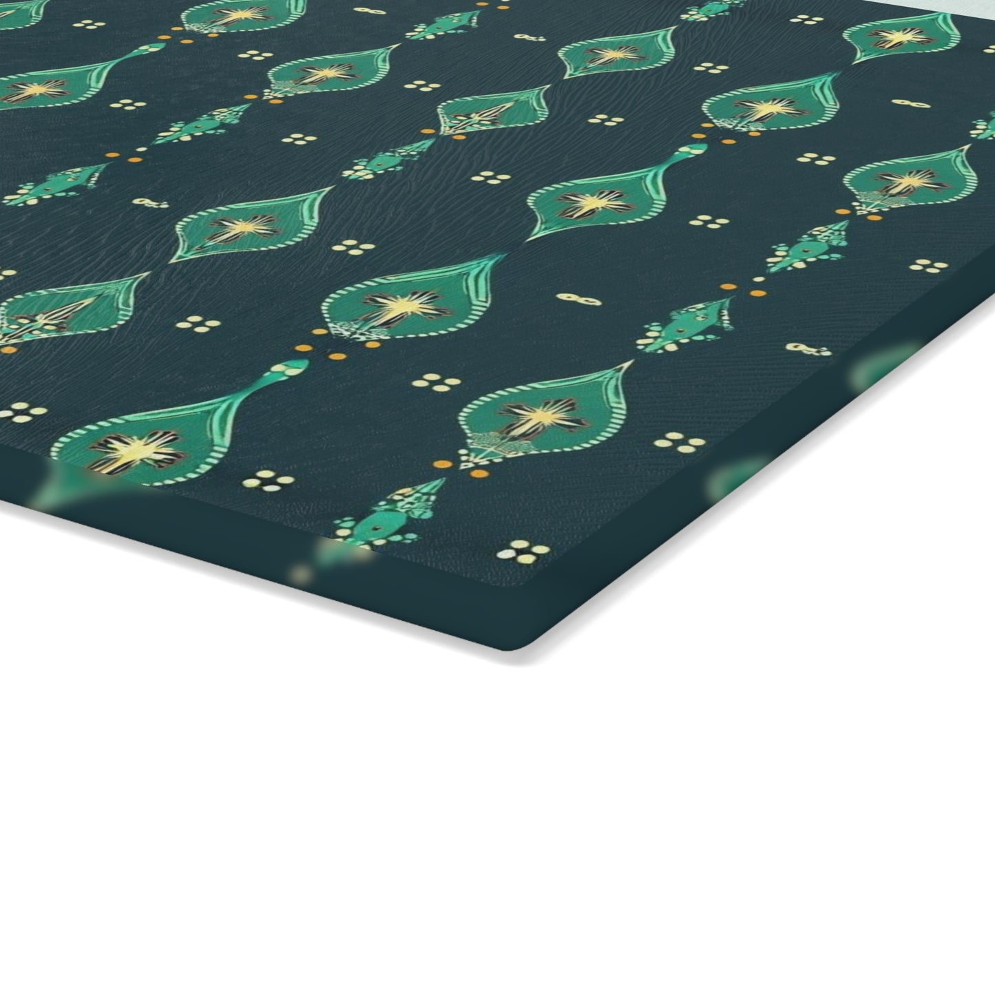 Teal Retro Geometric Glass Cutting Board