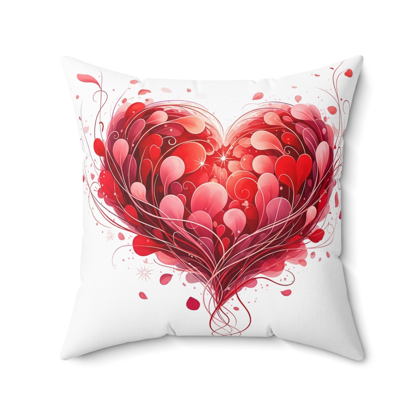 Valentine Red Heart Decorative Pillow — Romantic Floral Heart Throw Pillow