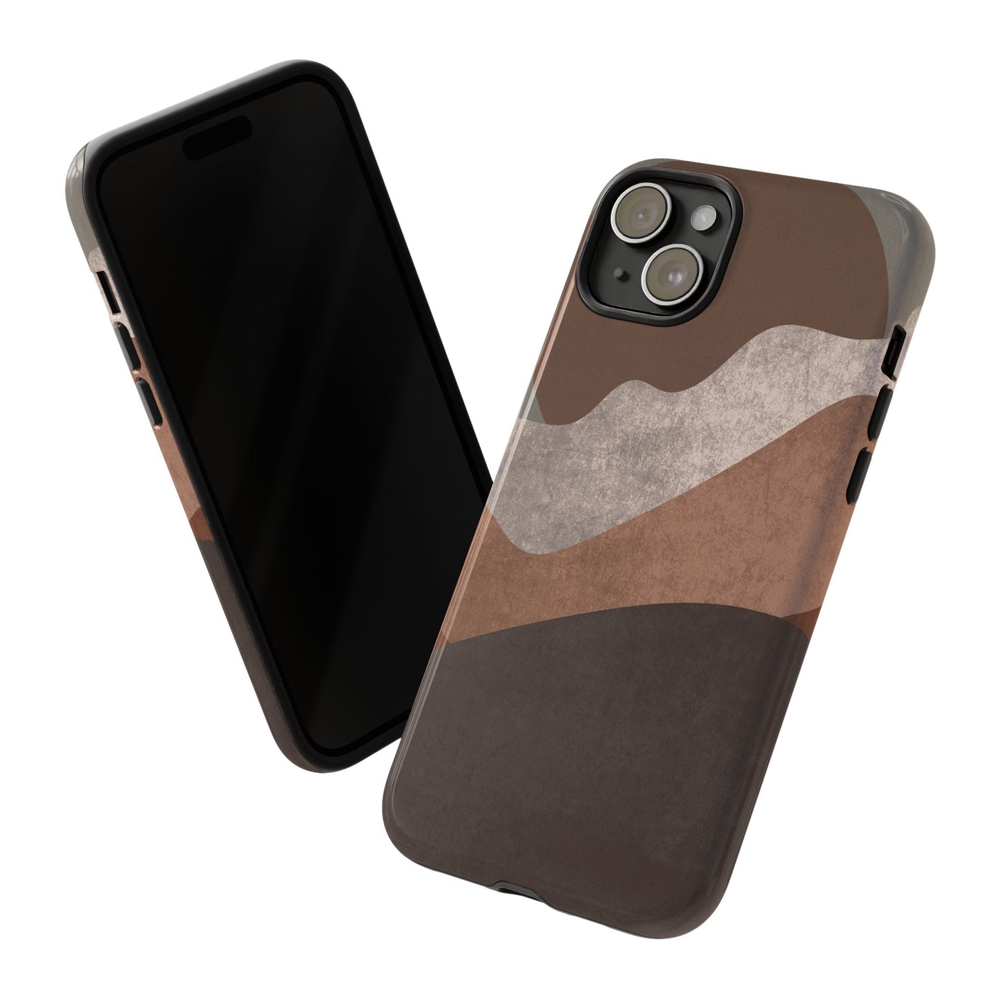 Abstract Earthtone Phone Case — Brown Layered Rugged Tough Case