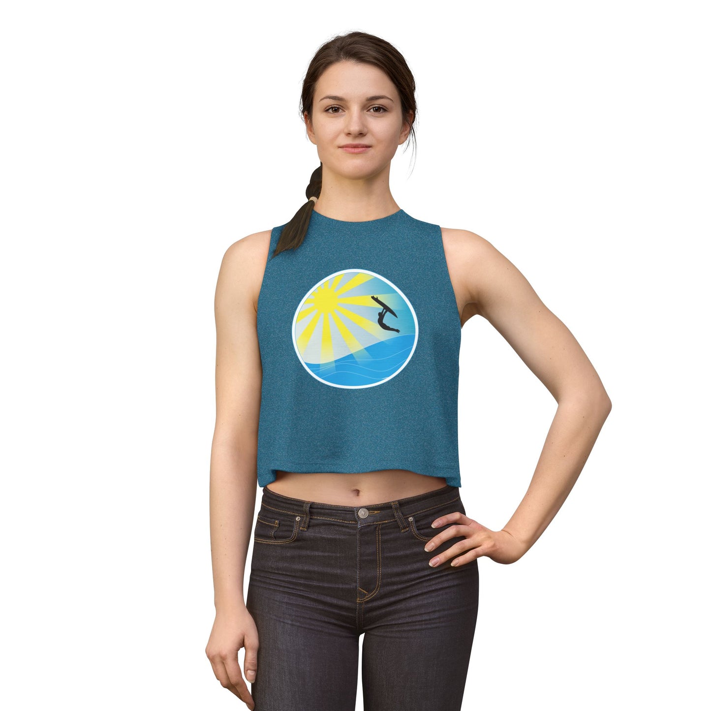 Sunrise Surf Circle Crop Top — Women’s Beach Wave Tank
