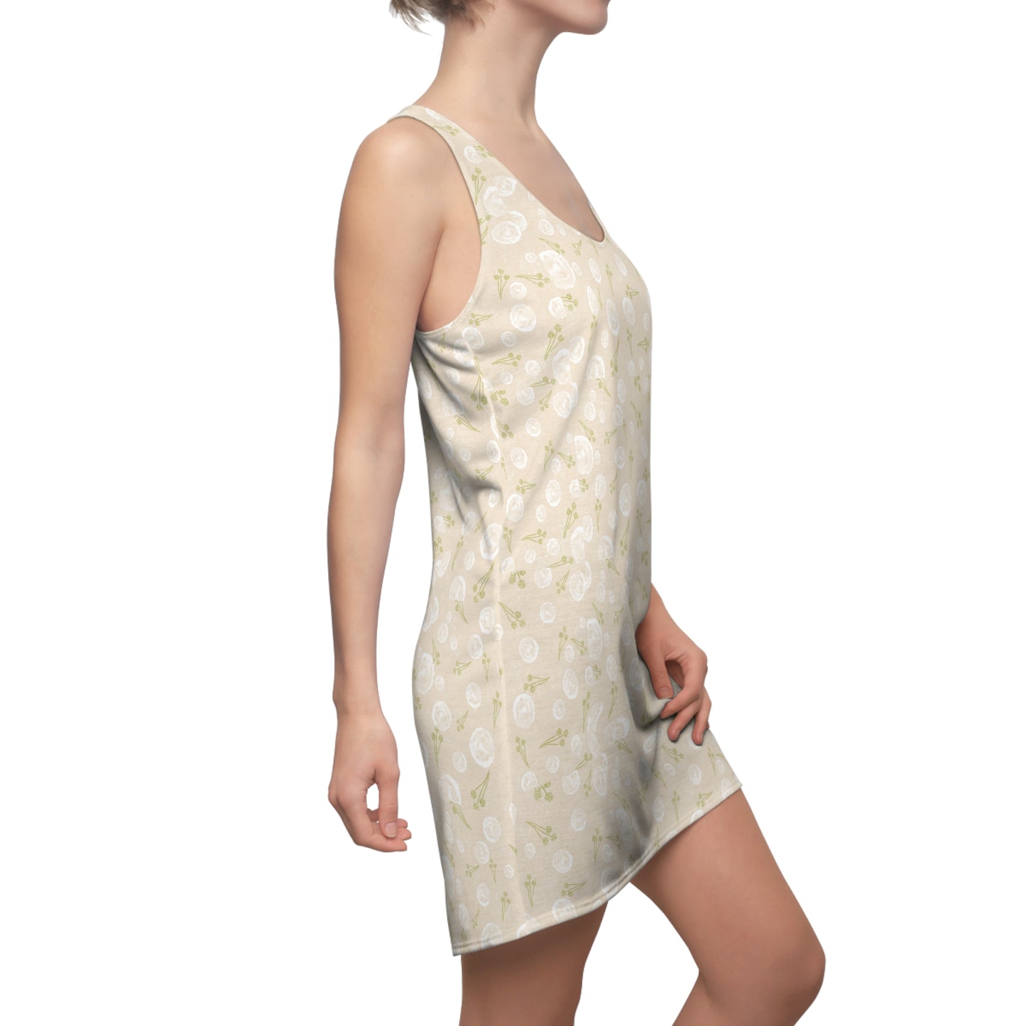 Floral Summer Racerback Dress, Casual Wear, Beach Day Outfit, Vacation Dress, Women’s Day Gift, Soft and Breezy Dress