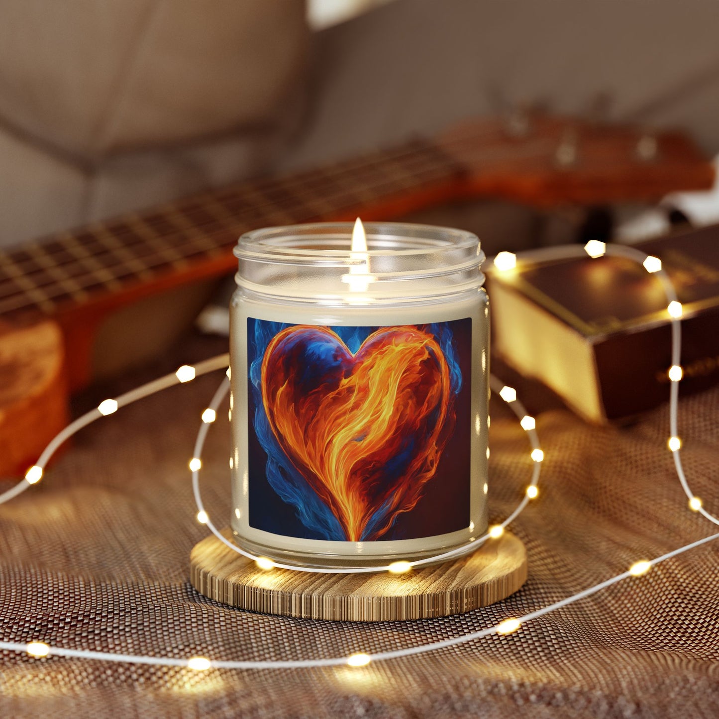 Coconut Apricot Scented Candle — Fiery Heart Jar (4oz/9oz)