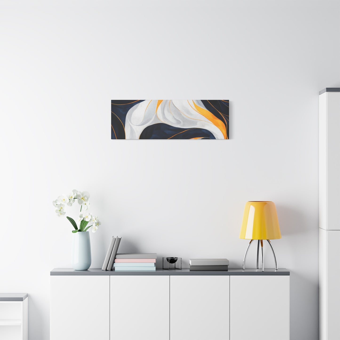 Abstract Navy & Gold Swirl Matte Canvas Wall Art