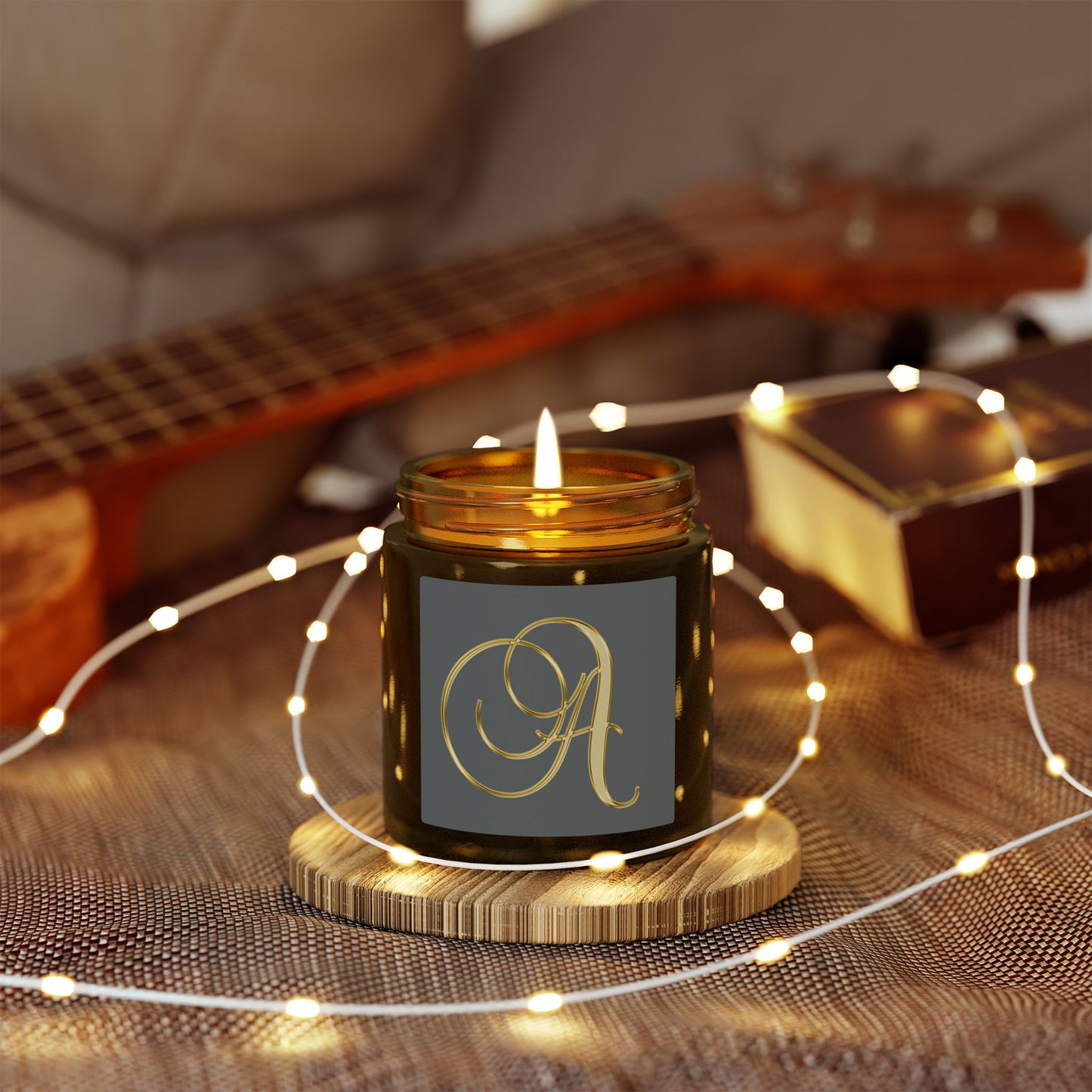 Monogram 'A' Coconut Apricot Scented Candle (4oz/9oz)