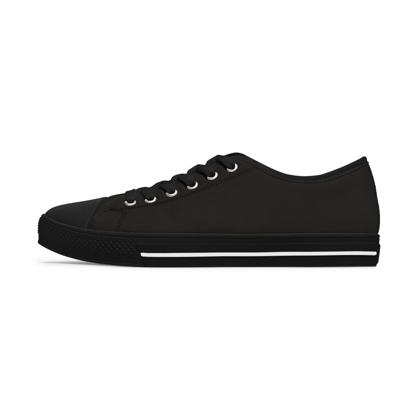 Women's Low Top Sneakers — Black Casual Canvas Trainers for Everyday Wear