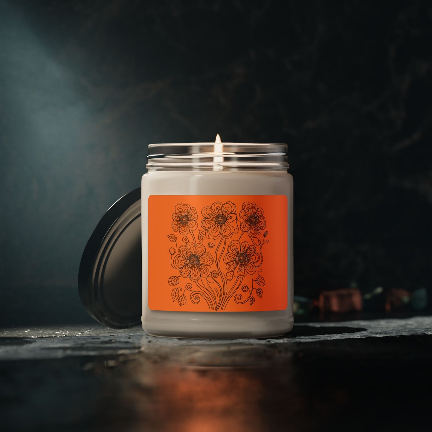 Floral Amber Soy Candle — 9oz Scented Jar (Hand-Poured, Cozy Autumn Vibe)