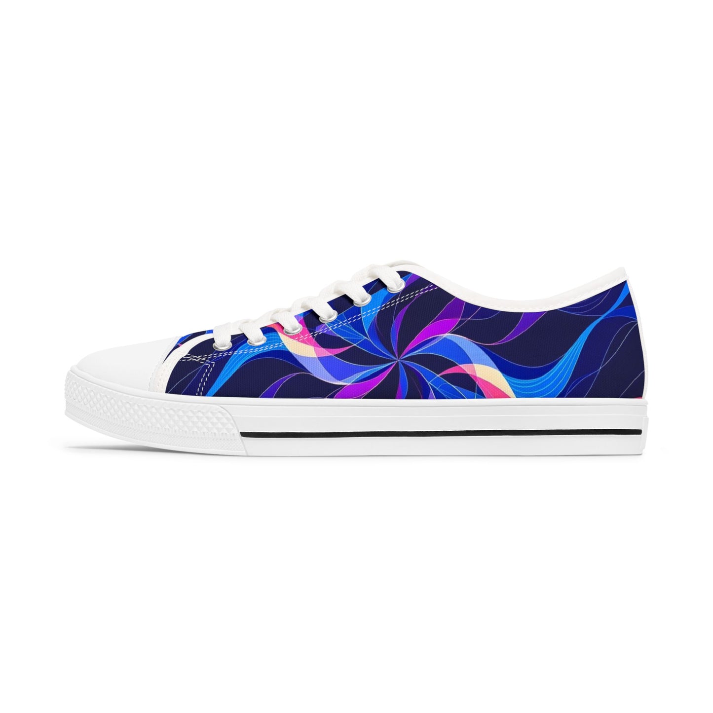 Women's Low Top Sneakers — Blue Purple Swirl Graphic Casual Shoes
