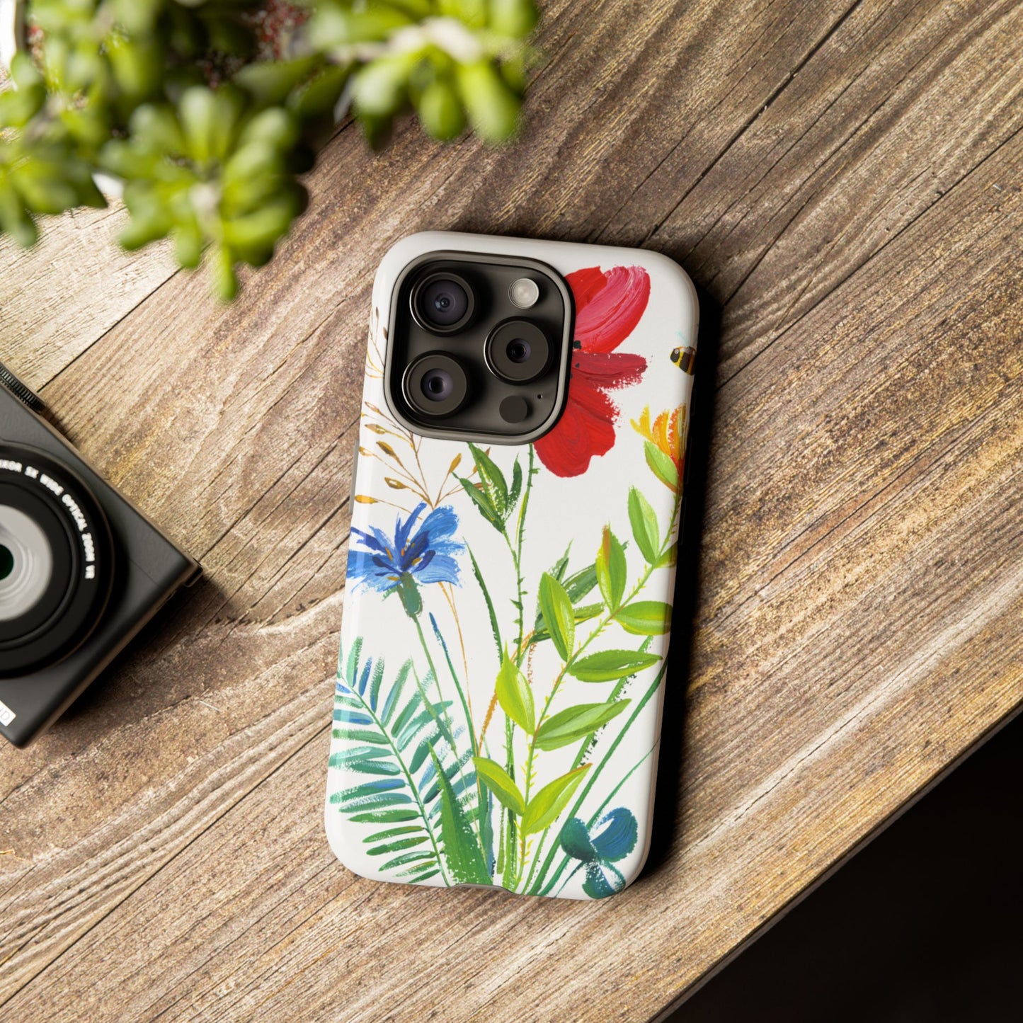 Floral Watercolor Tough Phone Case — Wildflower Bouquet Protective Cover
