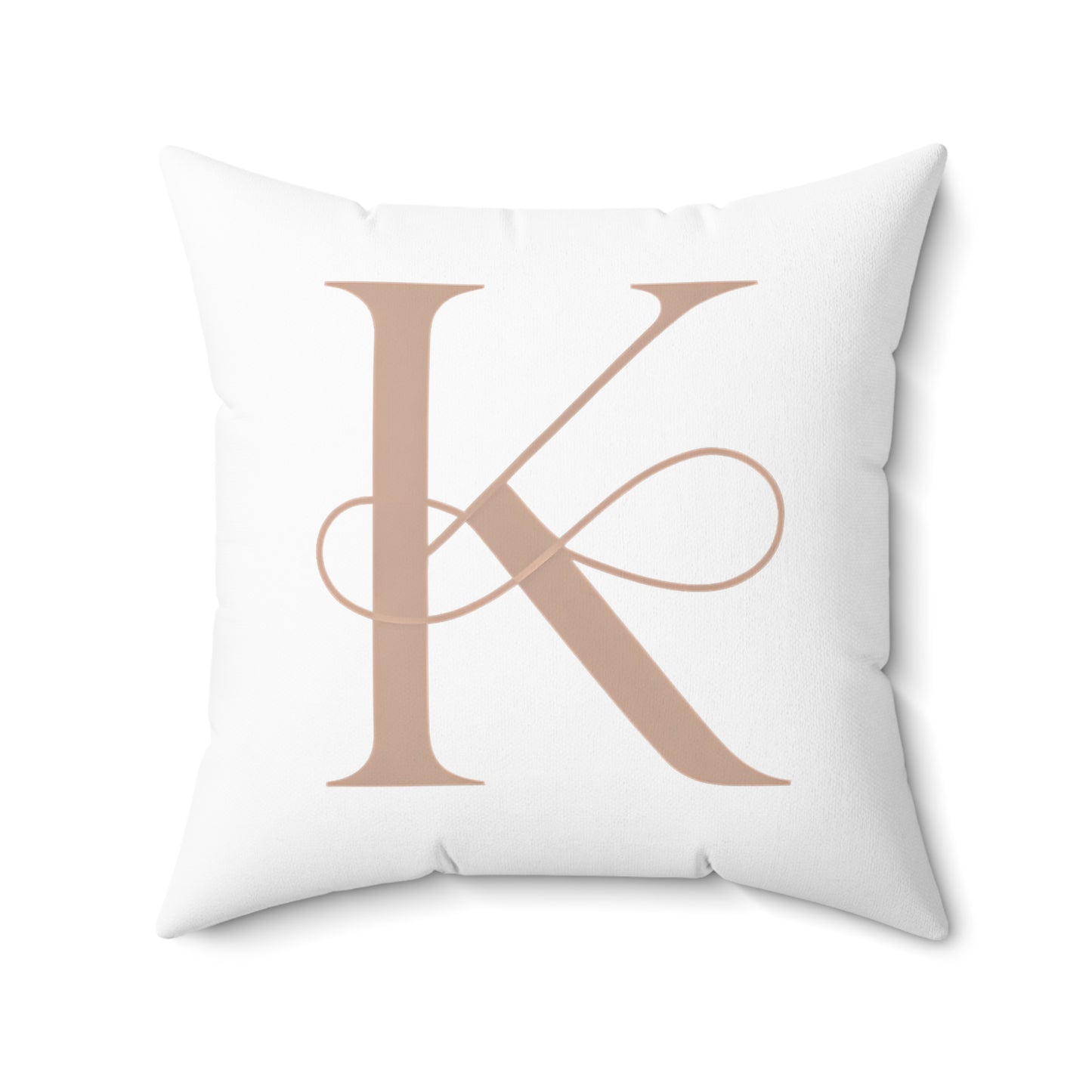 Monogram K Decorative Pillow — Elegant Rose Gold Initial Throw Pillow