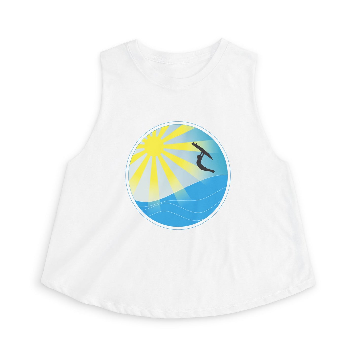 Sunrise Surf Circle Crop Top — Women’s Beach Wave Tank