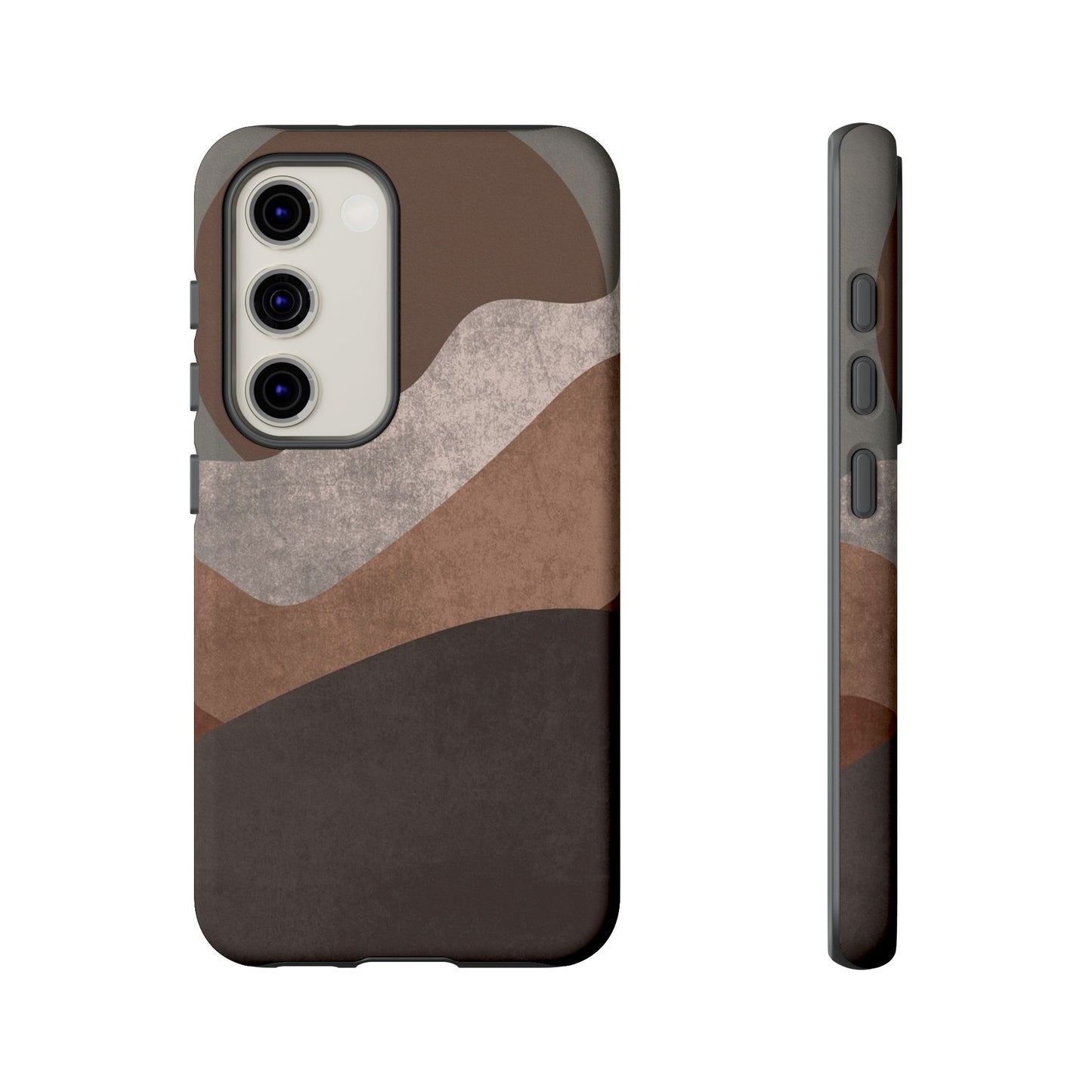 Abstract Earthtone Phone Case — Brown Layered Rugged Tough Case