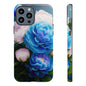 Floral Blue Peony Phone Case — Protective Tough Case with Pink & Blue Blooms