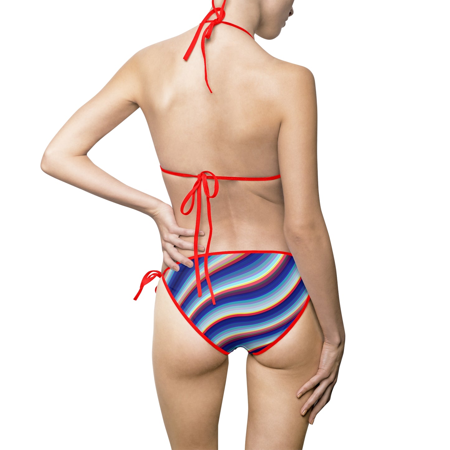 Women's Colorful Stripe Bikini Set, Summer Beachwear, Swimsuit, Vacation Essentials, Pool Party Attire, Trendy Swimwear