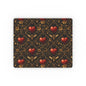 Heart Pattern Mouse Pad — Vintage Gothic Red Hearts on Ornate Gold Tile