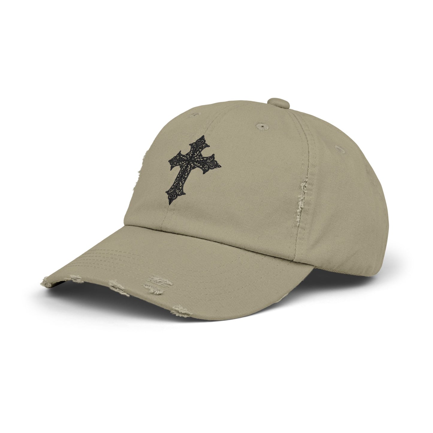 Cool Distressed Cap for Trendy Looks, Vintage Hat, Adjustable Cap, Cross Design, Casual Accessories