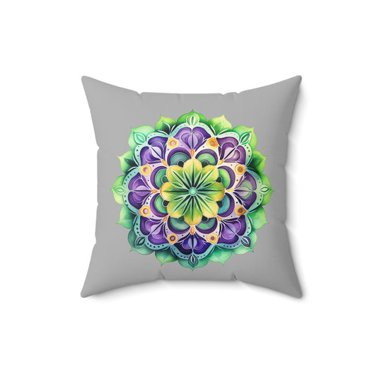 Vibrant Mandala Decorative Pillow, Boho Home Decor, Throw Cushion, Gift for Yoga Lovers, Colorful Accent Pillow