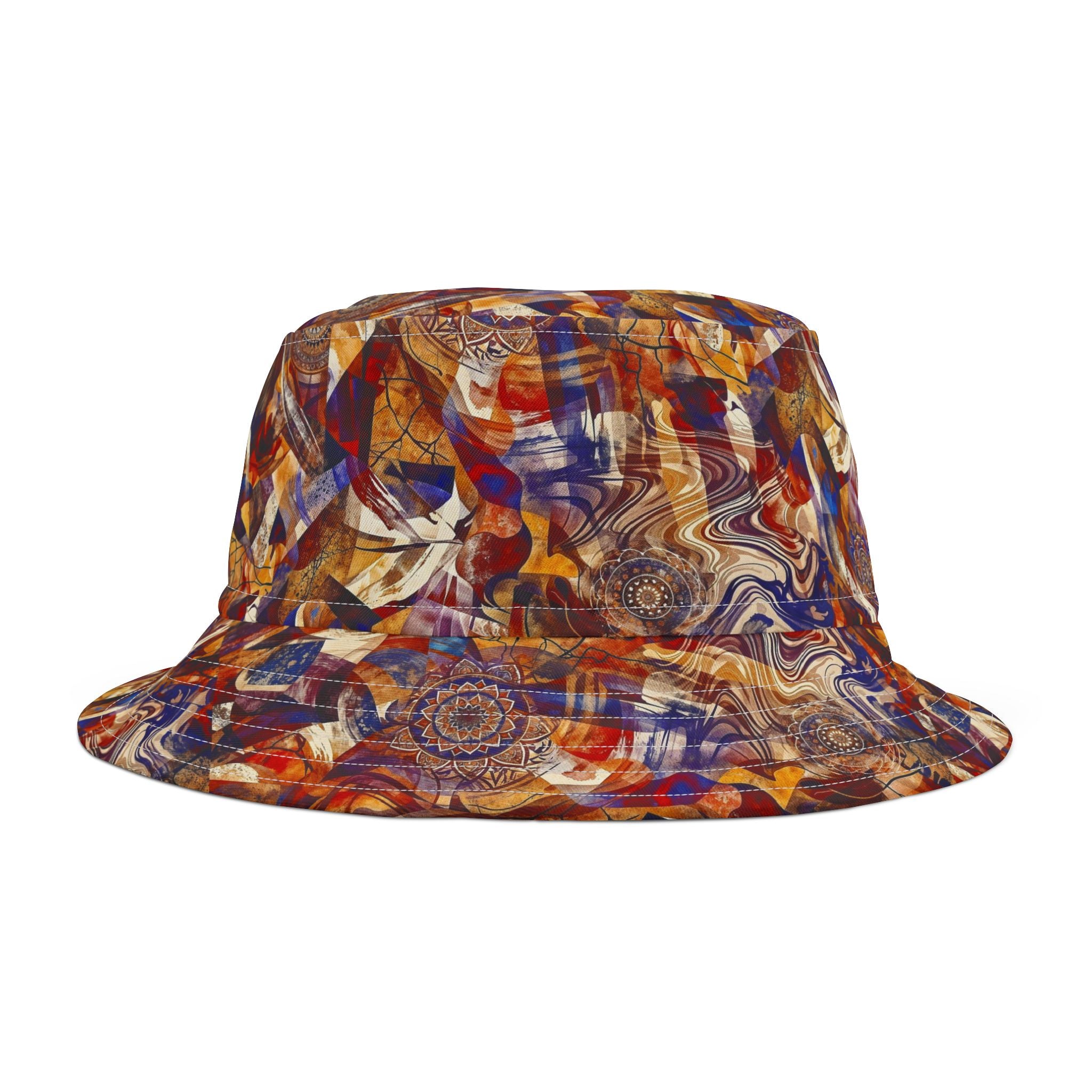 Abstract Autumn Swirl Bucket Hat — Colorful Psychedelic All-Over-Print