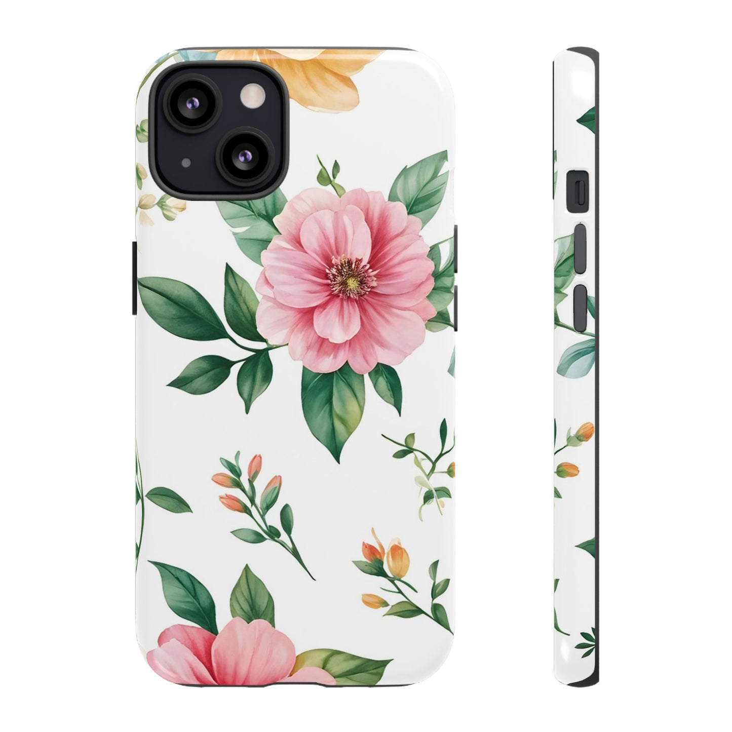 Floral Tough Phone Case — Pink Peony Protective Phone Cover