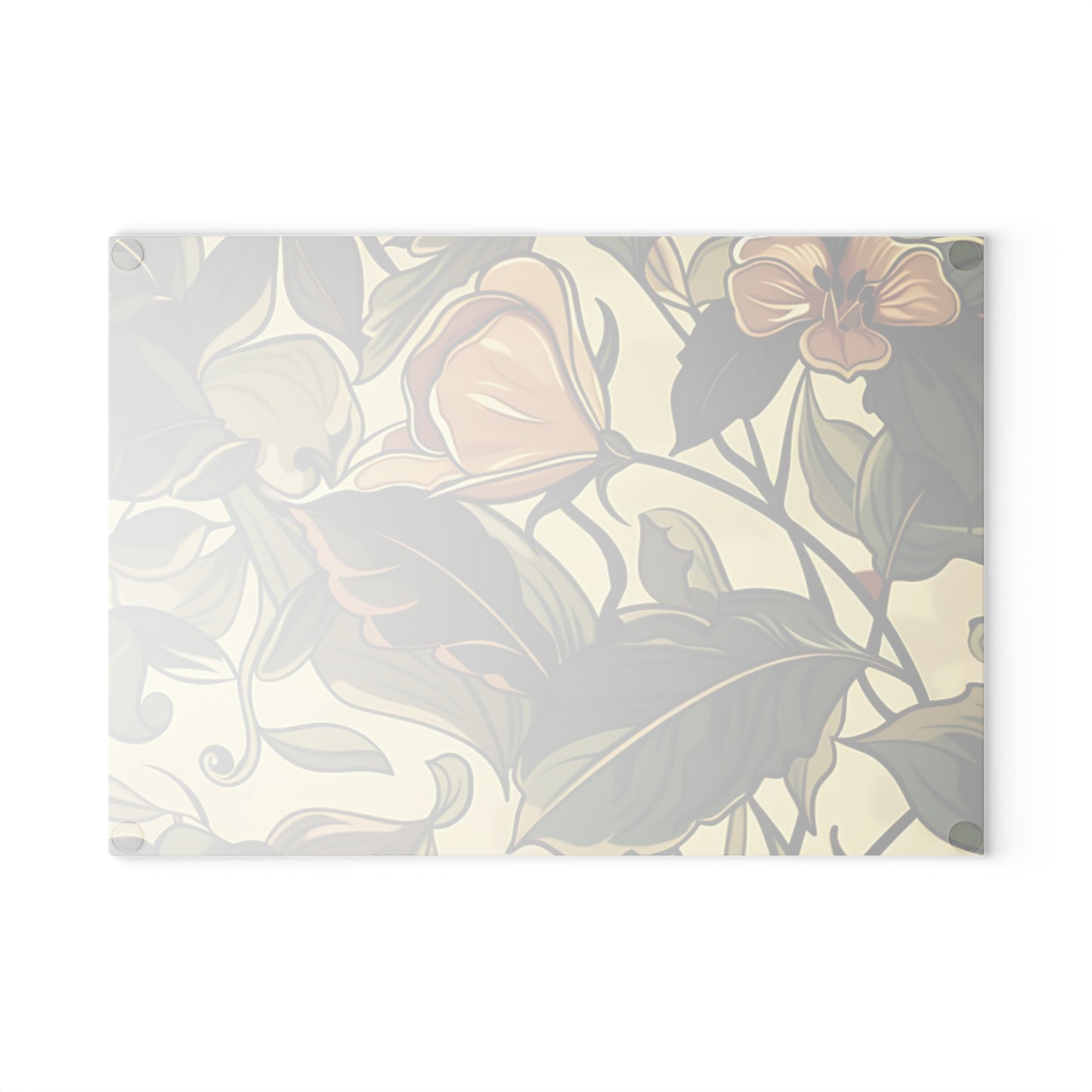 Floral Vine Glass Cutting Board — Vintage Botanical Design