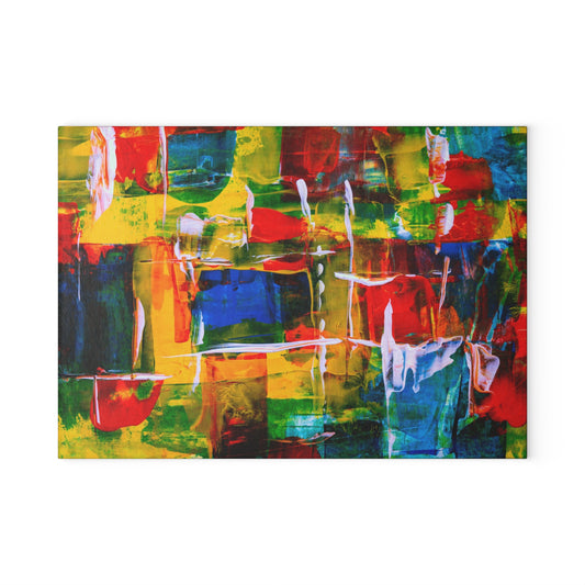 Vibrant Abstract Glass Cutting Board, Modern Kitchen Decor, Colorful Kitchenware, Unique Housewarming Gift, Artisanal Cooking