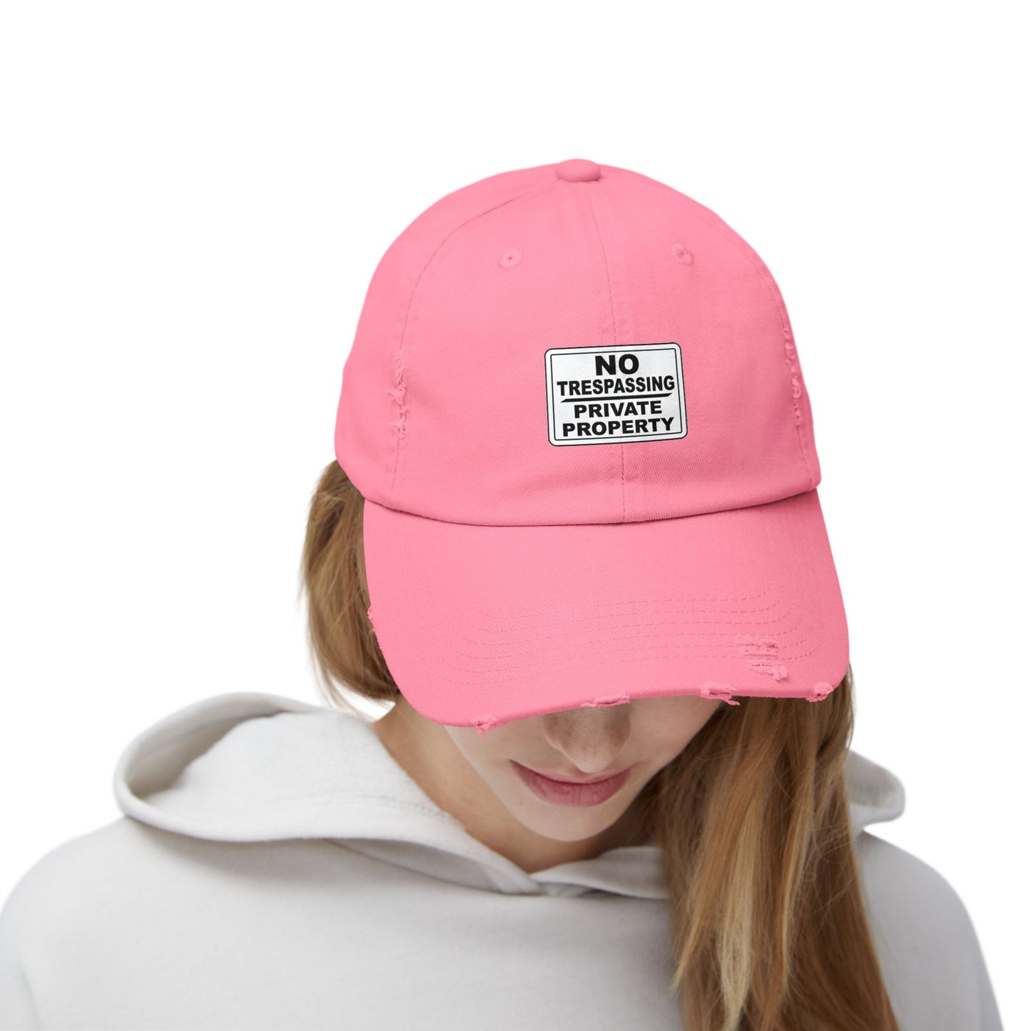 Unisex Distressed Cap - No Trespassing