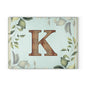 Monogram K Glass Cutting Board – Floral Leaf Kitchen Decor, Personalized Initial Serving Board
