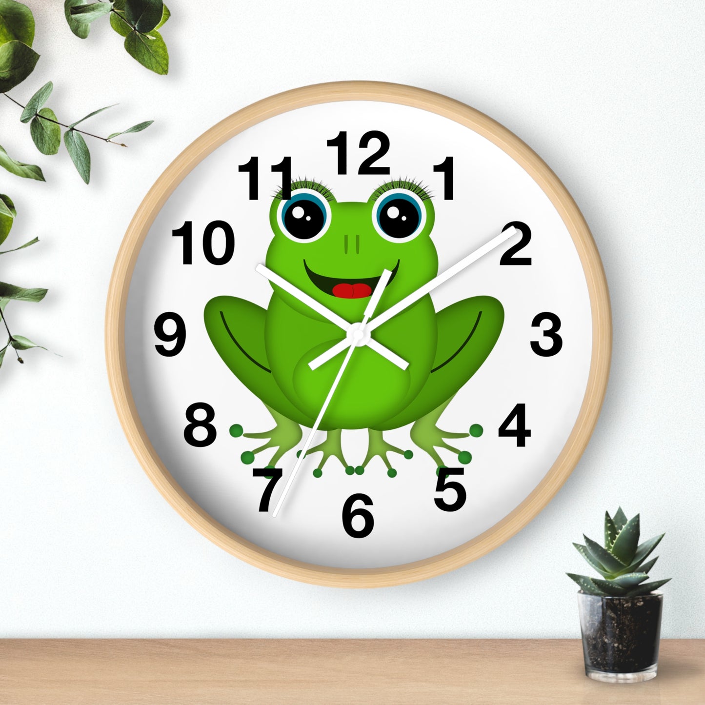 Frog Wall Clock - Whimsical Green Frog Design