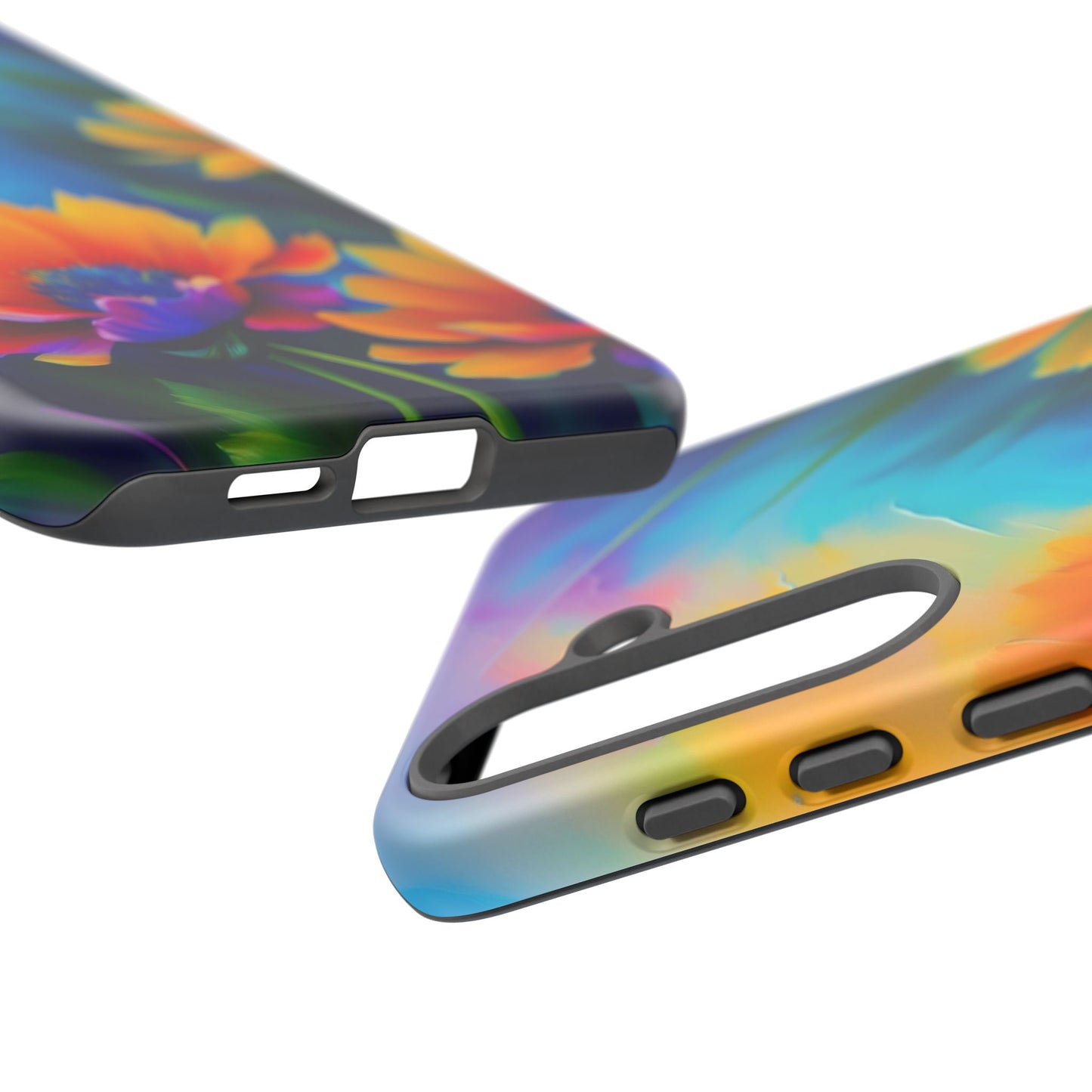 Floral Sunset Tough Phone Case — Vibrant Watercolor Flowers Protective Cover