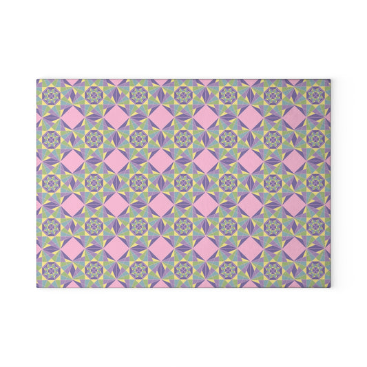 Pastel Pattern Glass Cutting Board, Kitchen Gift, Home Decor, Wedding Present, Cooking Essential, Unique Kitchenware
