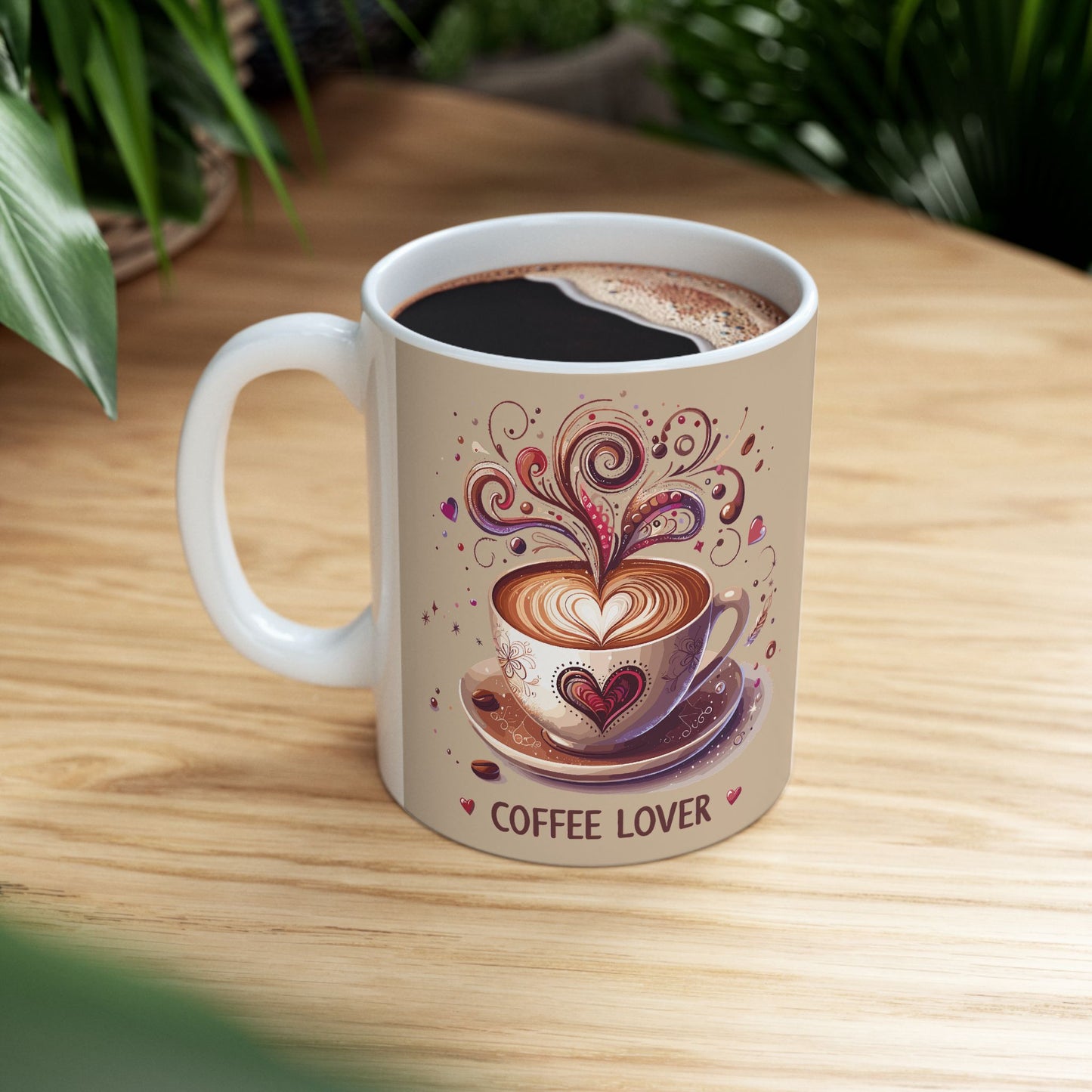Coffee Lover Ceramic Mug — Cute Whimsical Coffee Art (11oz & 15oz)