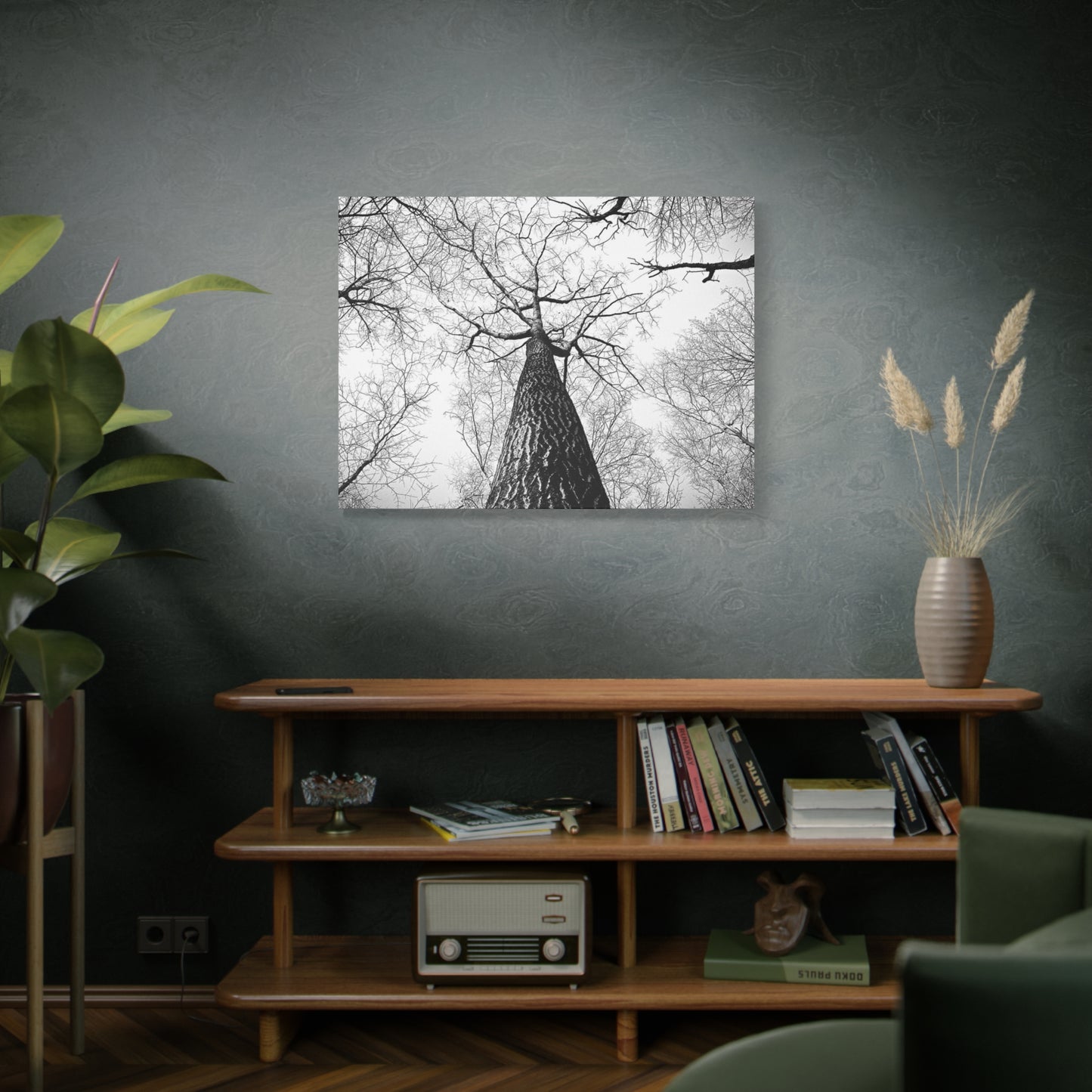Black & White Tree Canopy Matte Canvas Wall Art — Upward Forest Photography