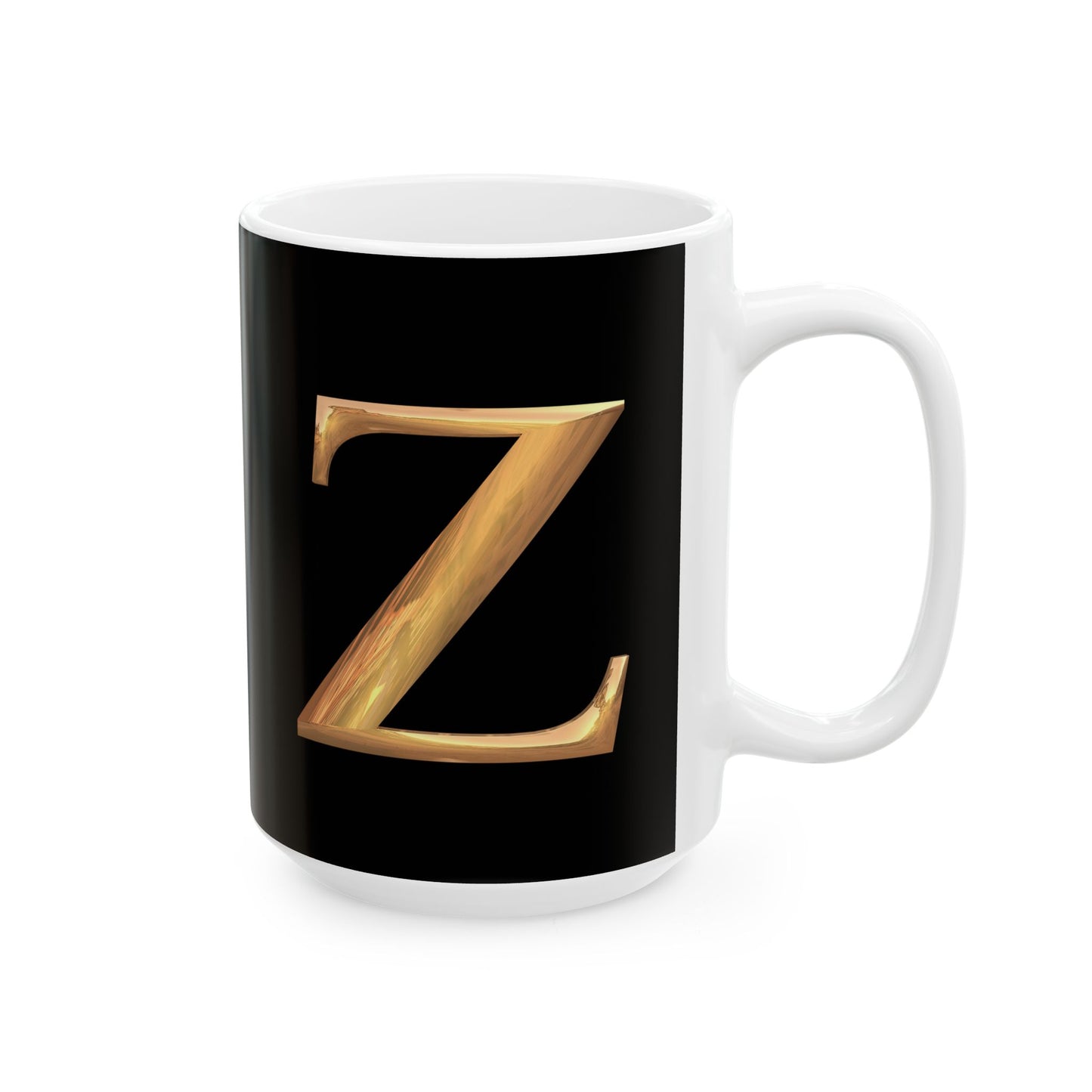 Monogram 'Z' Red Gold Heart Ceramic Mug – Personalized Initial Coffee Cup (11oz, 15oz)