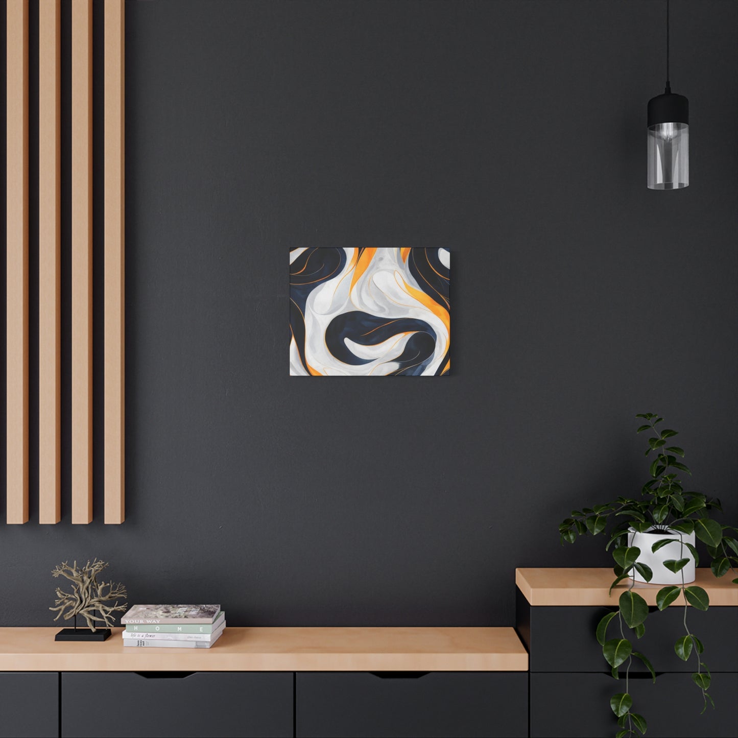 Abstract Navy & Gold Swirl Matte Canvas Wall Art