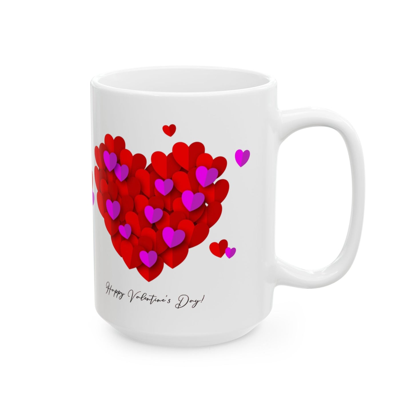 Valentine Heart Cluster Mug — Happy Valentine's Day Ceramic Coffee Cup (11oz & 15oz)