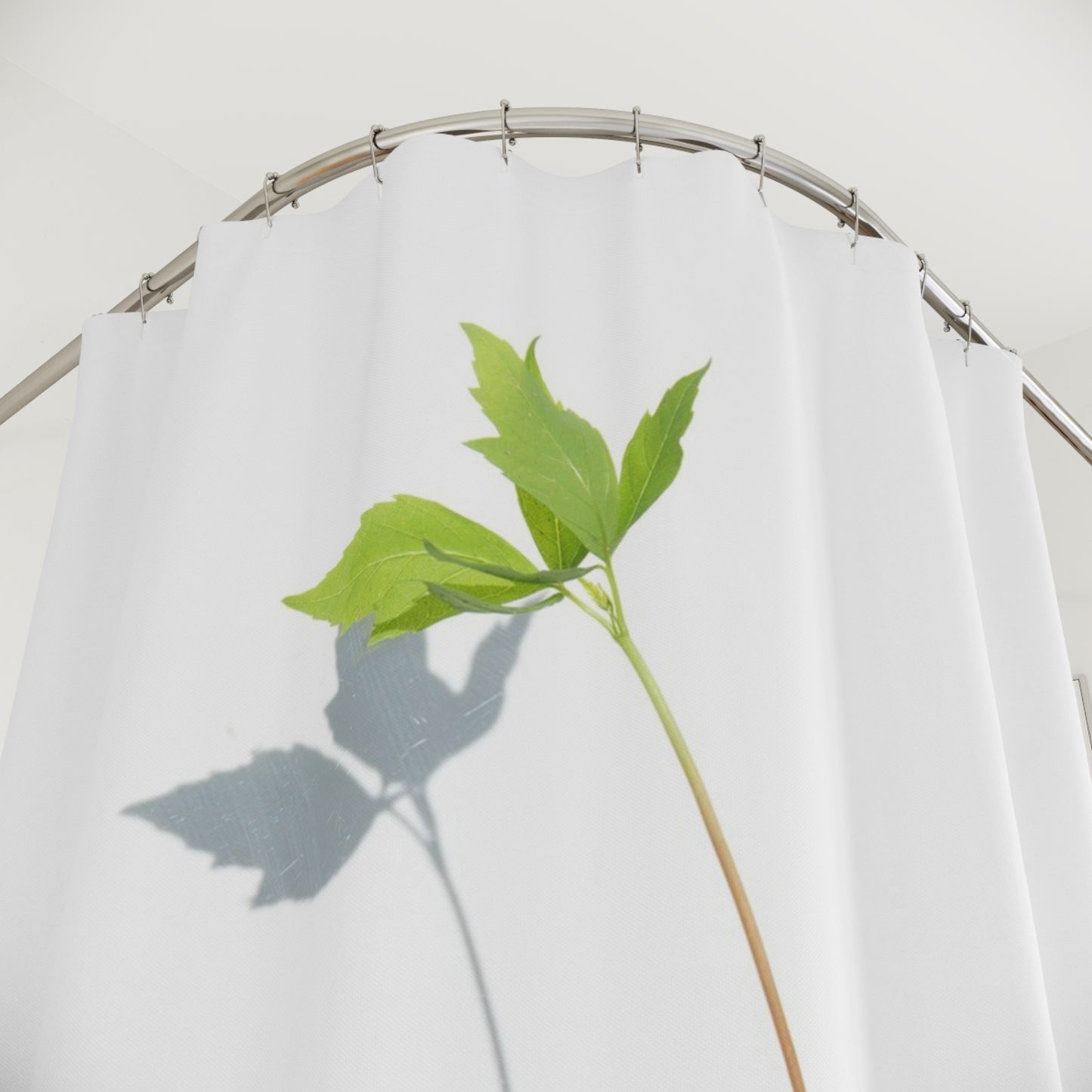Minimalist Green Leaf Shower Curtain, Nature Vibes Bathroom Decor