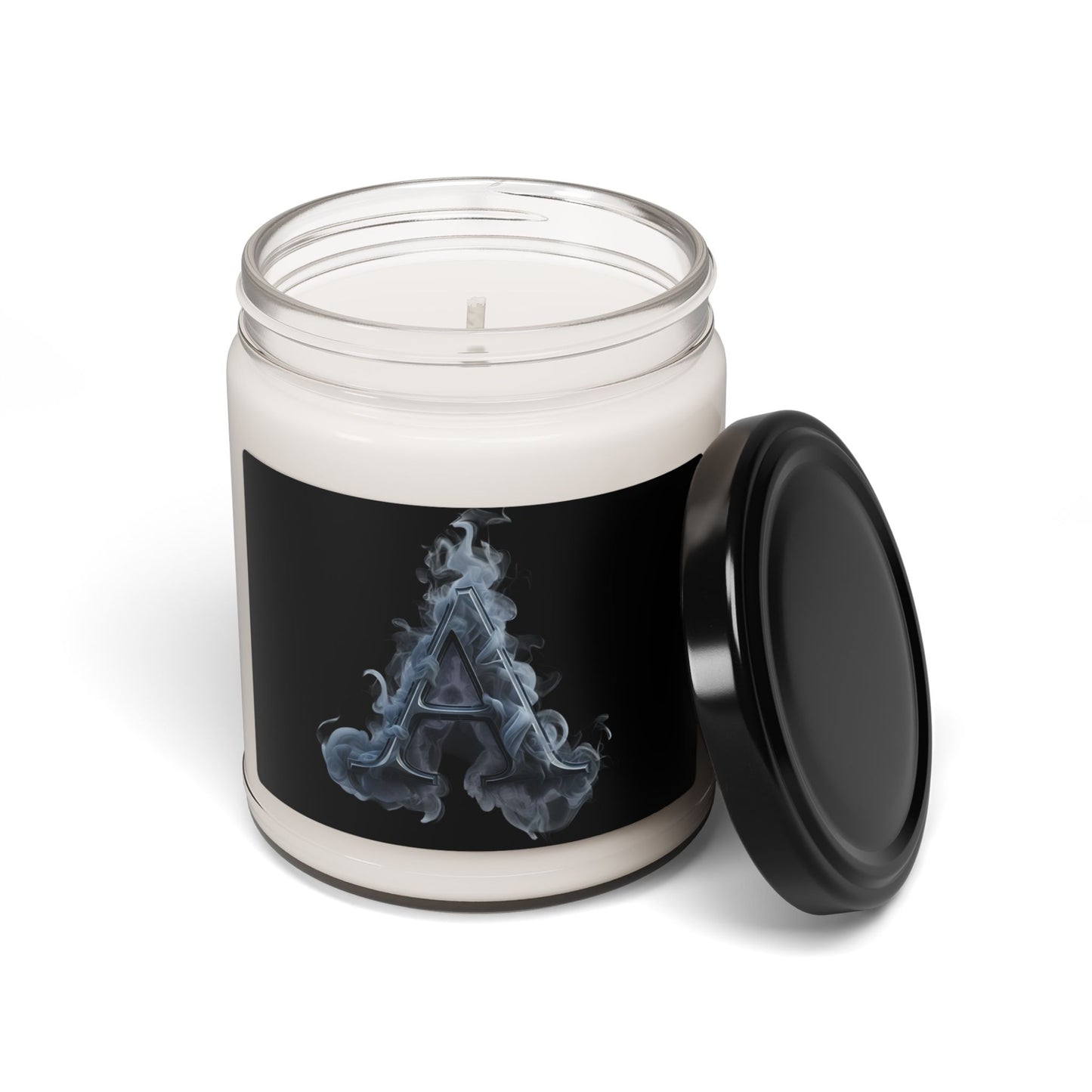 Smoky Letter 'A' Soy Candle — 9oz Scented Jar, Masculine Aromas for Home & Gift