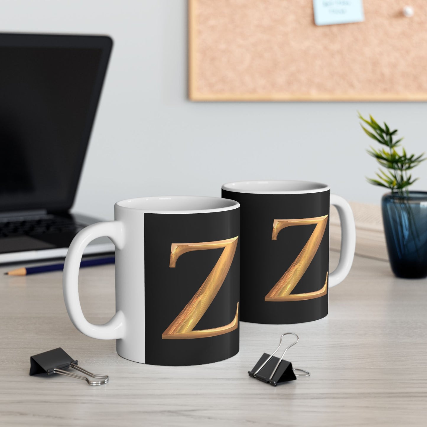 Monogram 'Z' Red Gold Heart Ceramic Mug – Personalized Initial Coffee Cup (11oz, 15oz)