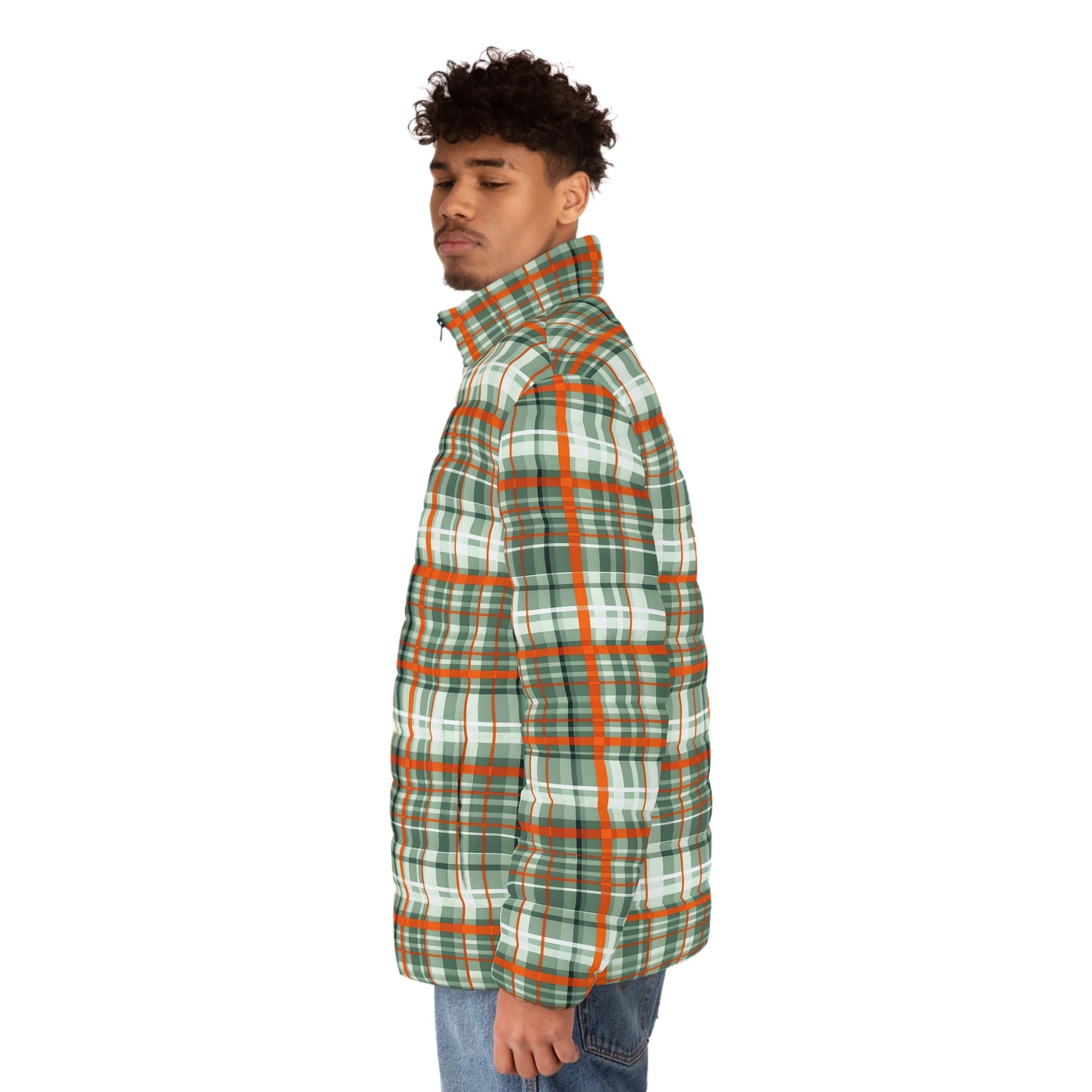 Stylish Men's Plaid Puffer Jacket, Outdoor Wear, Casual Style, Fall Fashion, Gift for Him, Winter Layering