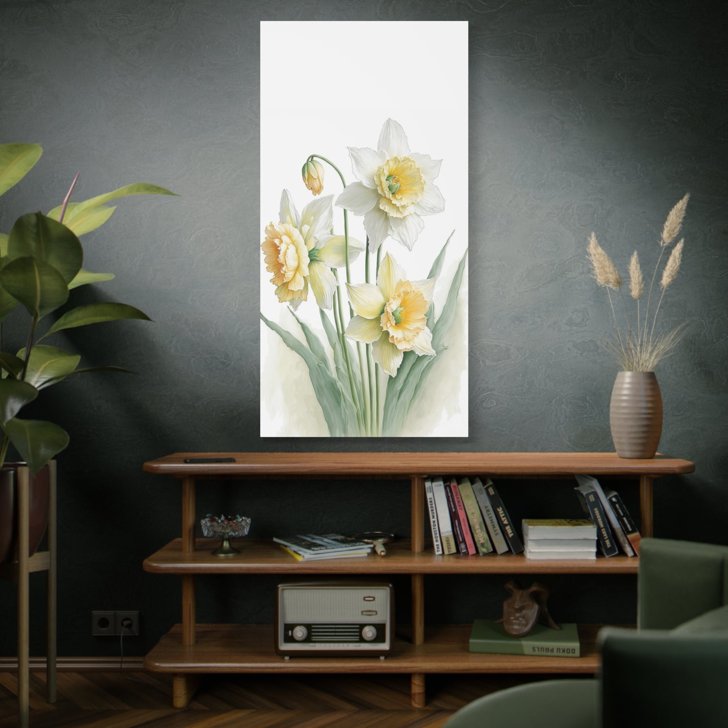 Matte Canvas, Stretched, 1.25" beautiful flowers white and yellow.