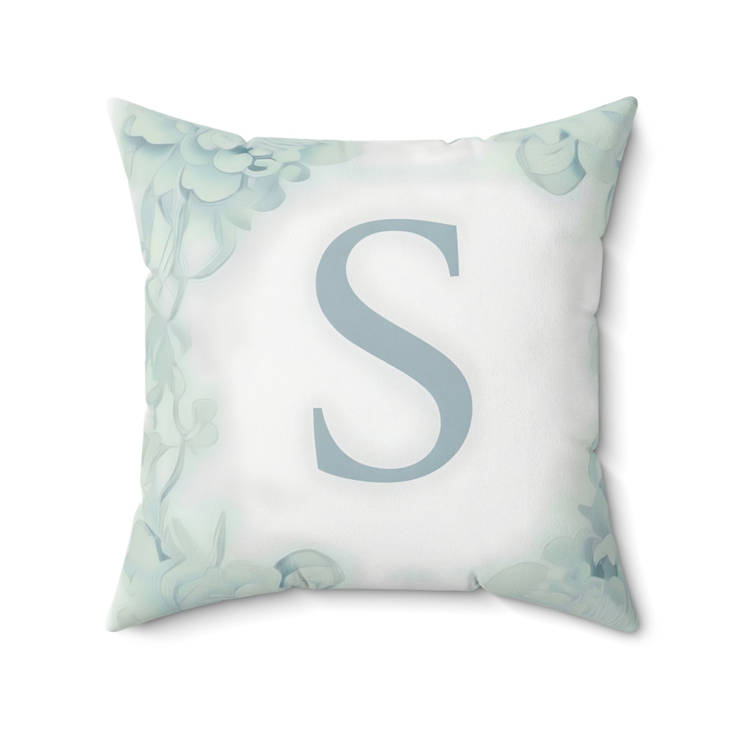 Monogram S Botanical Throw Pillow — Personalized Initial Decor