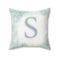 Monogram S Botanical Throw Pillow — Personalized Initial Decor