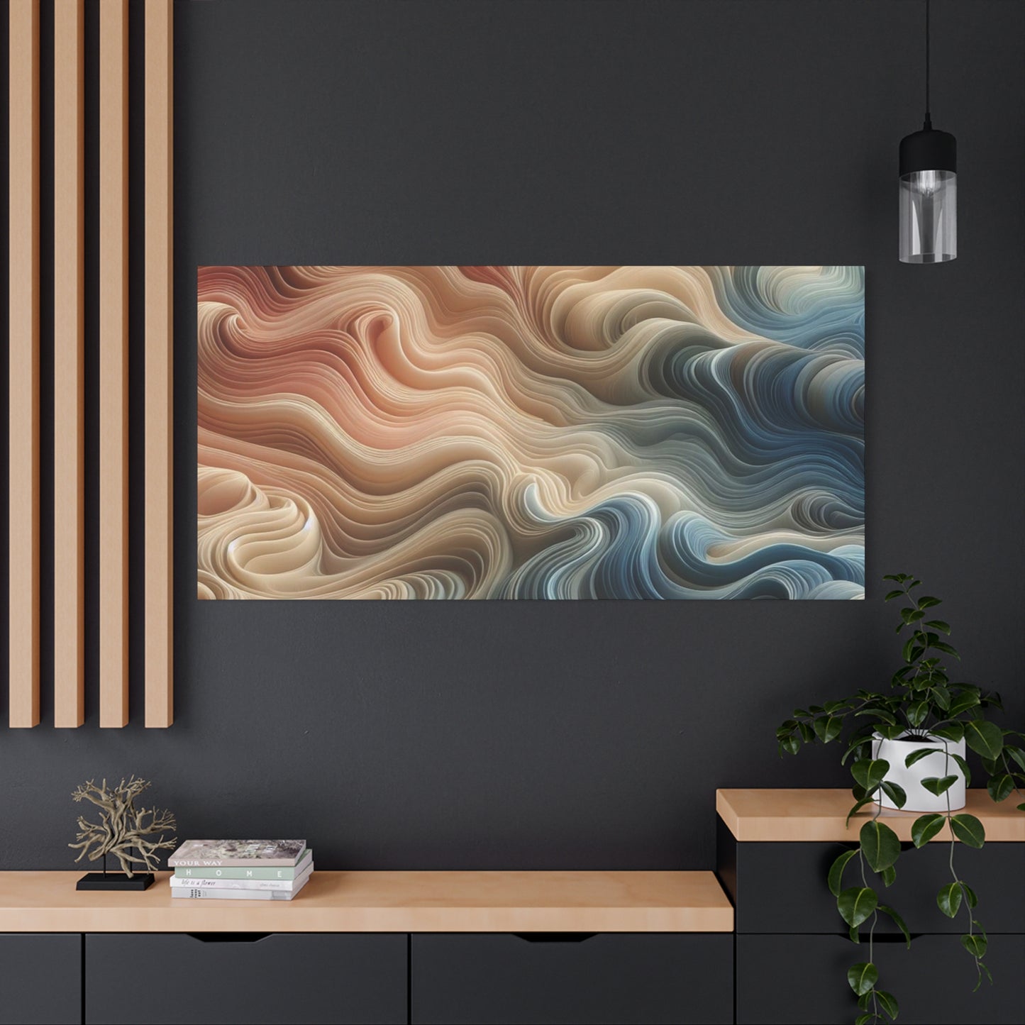 Abstract Swirl Matte Canvas Wall Art — Fluid Earth Tones, Stretched 1.25"