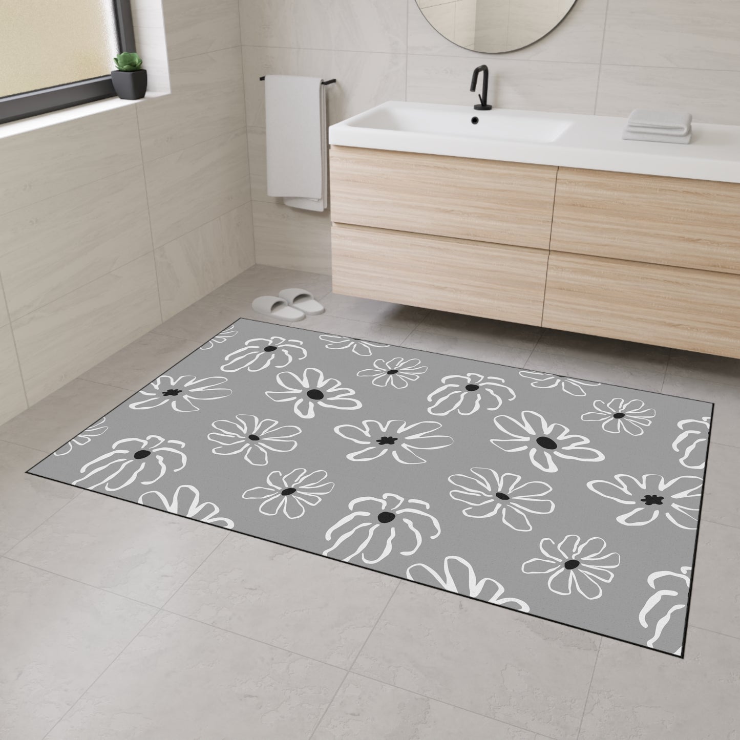 Daisy Pattern Heavy-Duty Floor Mat – Durable Non-Slip Entry & Kitchen Rug